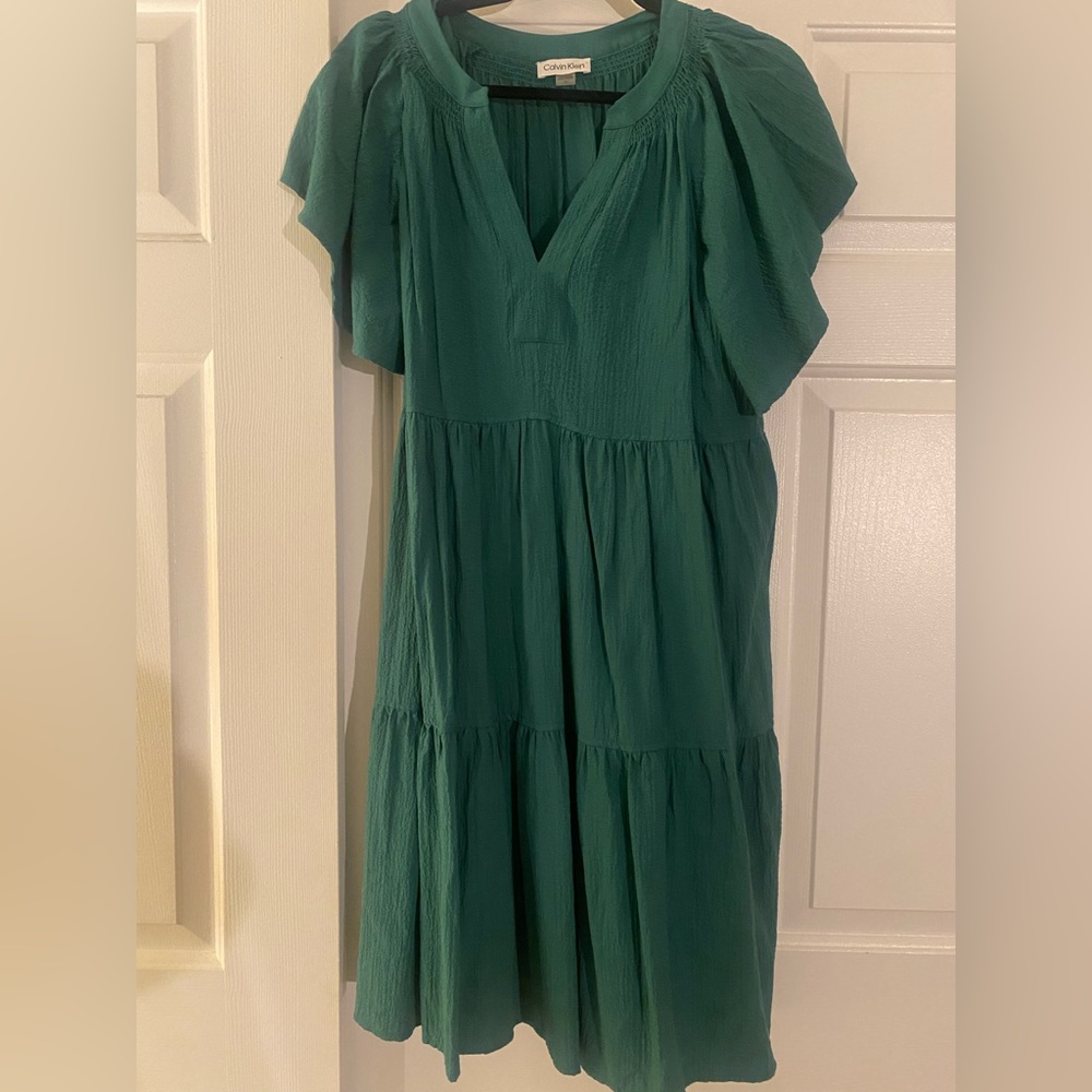 Calvin Klein , green dress